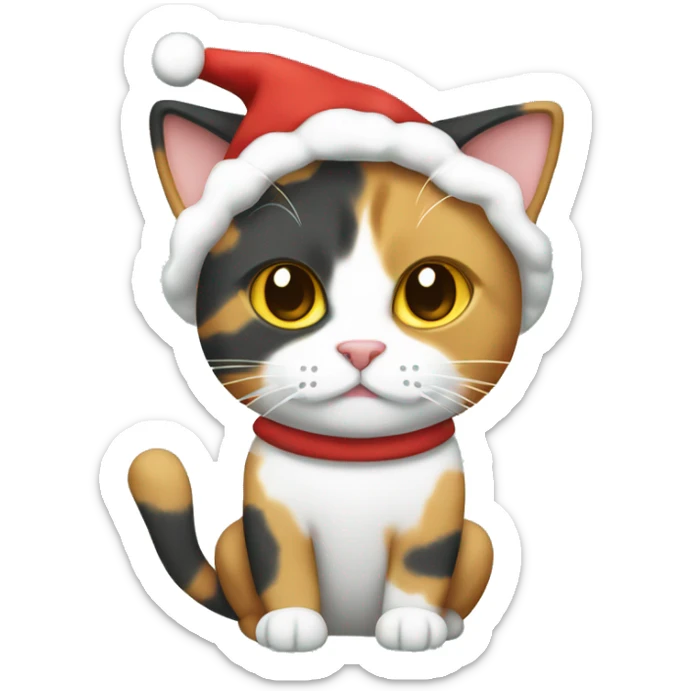 calico cat in Christmas pajamas  sticker