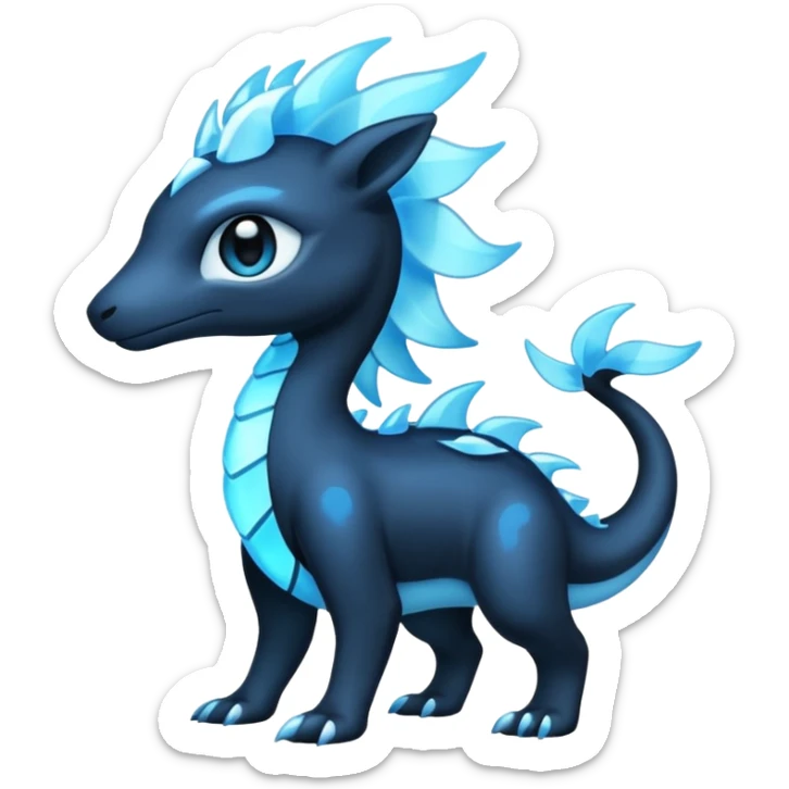 Shiny Dark Edgy  Aurorus-Inteleon-Amaura-Fakémon-hybrid-creature (full body)  sticker