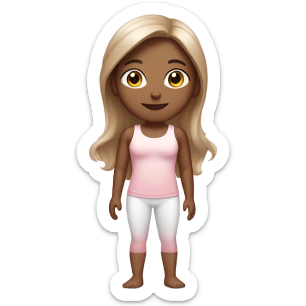 Ombré hair yoga girl light pink clothes  sticker