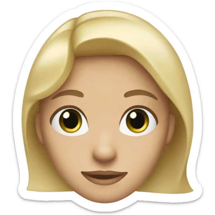 Caucasian blonde woman with bright green eyes and a small mole on her chin sticker