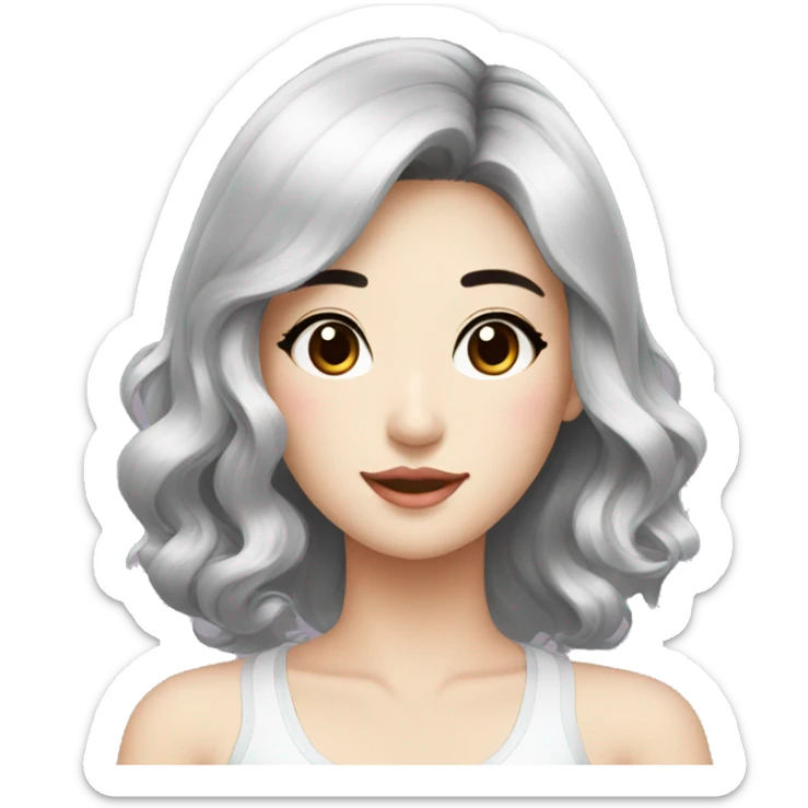 beautician, pretty korean girl with black hair sticker