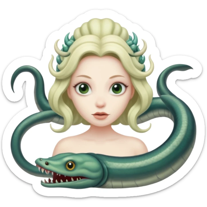 scylla a nymph with six eel heads and a monster body (like a hydra) sticker