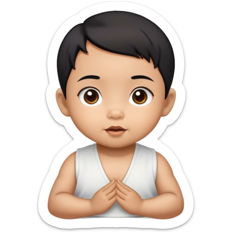 Cute Thai baby with black short hair like a gentlemen sticker