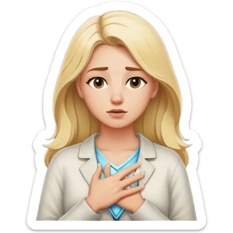 a blonde woman in a 2 crossroads front of her places a hand on their chest, taking a deep breath before choosing the light path, symbolizing their decision to respond instead of react with peace. light sticker