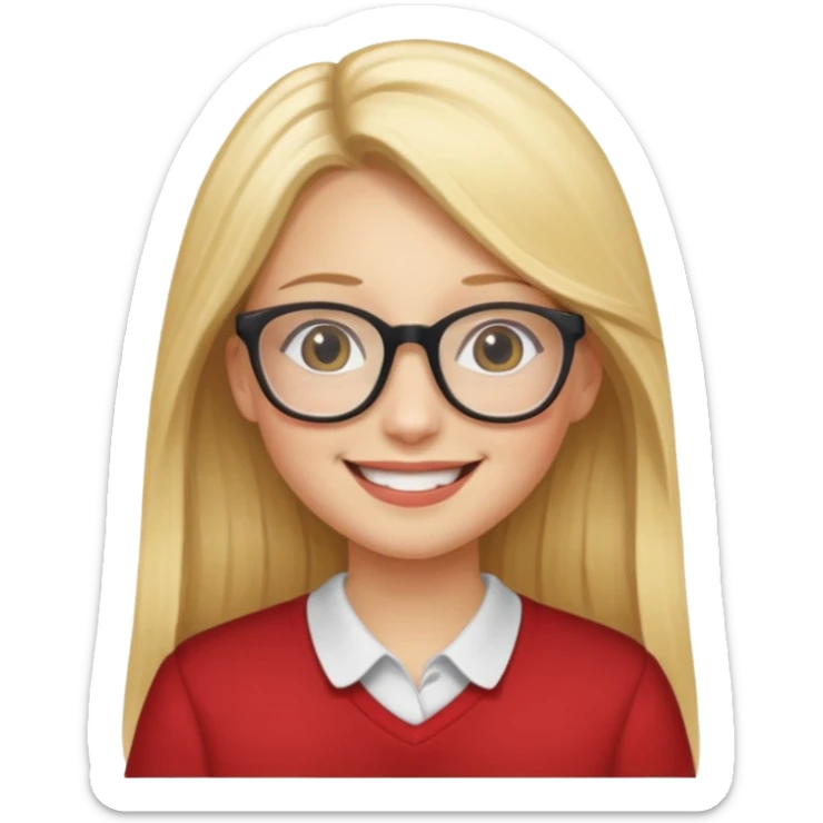 je voudrai un emoji d'une fille aux cheveux longs et blonds avec des lunettes entrain de PASSER DES MOMENTS EN FAMILLE sticker