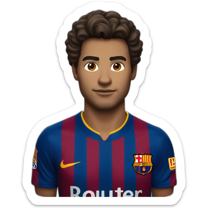 Ronald Araujo in Barcelona shirt with the top of his hair white sticker