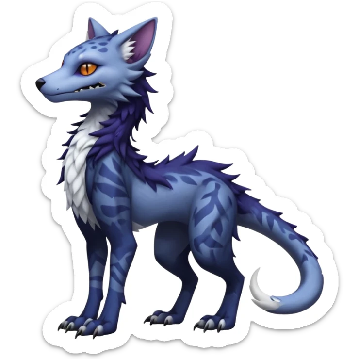 Kawaii dark edgy fantasy ethereal feline-vernid-sergal-monster-fursona animal creature full body with intricate markings  sticker