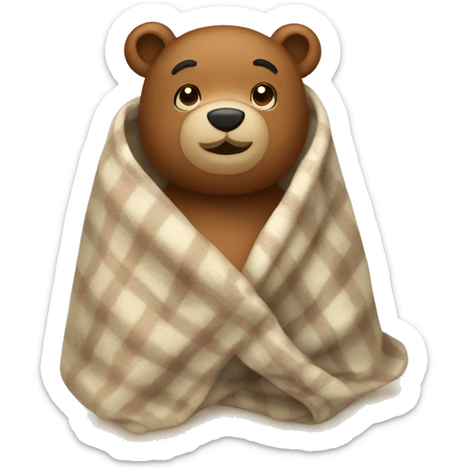 bear cozy in blanket sticker