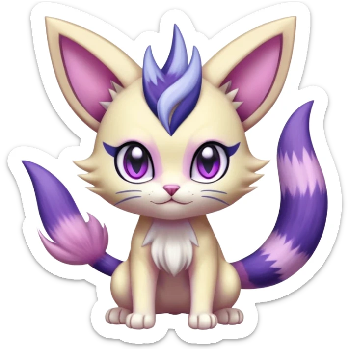 Shiny Exotic Cute Meowth-Espeon-Purrloin-Mew-Meowstic-Hybrid-Creature with pattern-markings sticker