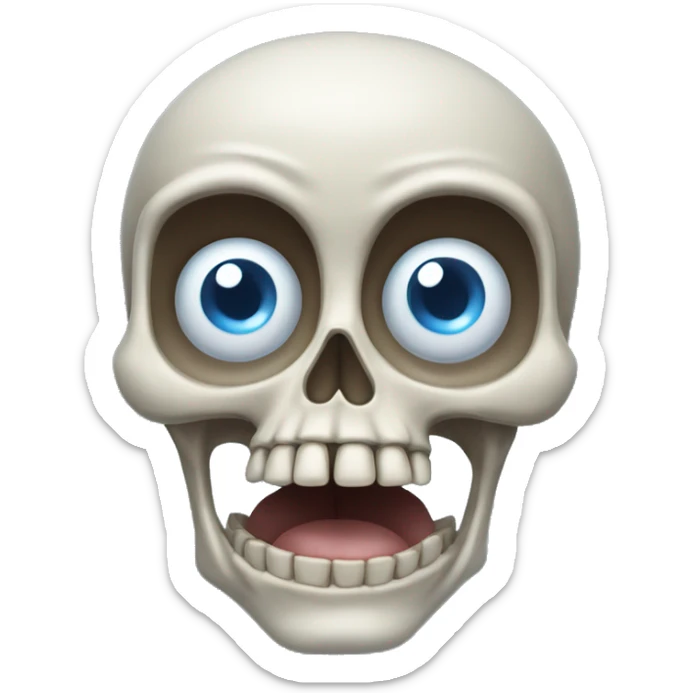 skeleton blue eyes eyes popping out of his head with his tongue out sticker