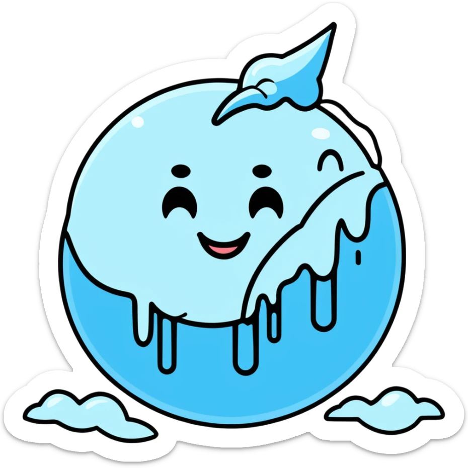 cartoon sticker of a frozen smiley face sleeping with icicles and frosty breath sticker