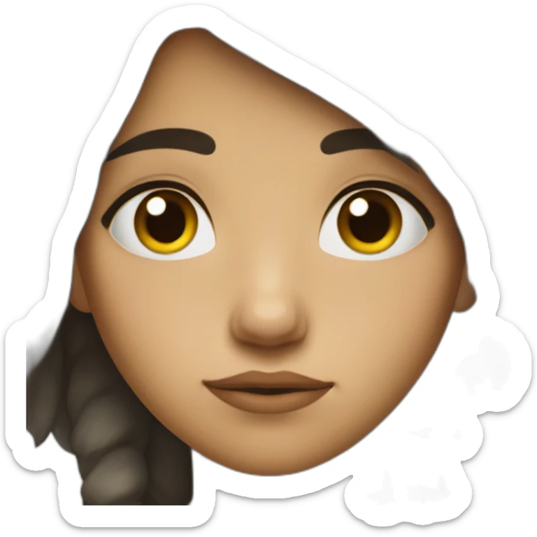 A sad, depressed girl, her hair is short and black, and she has a small mole on her right cheek, under her eye. sticker