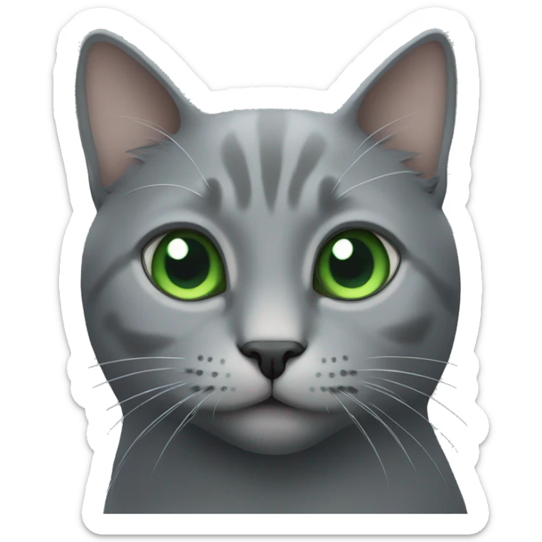 Gray cat with green eyes sticker