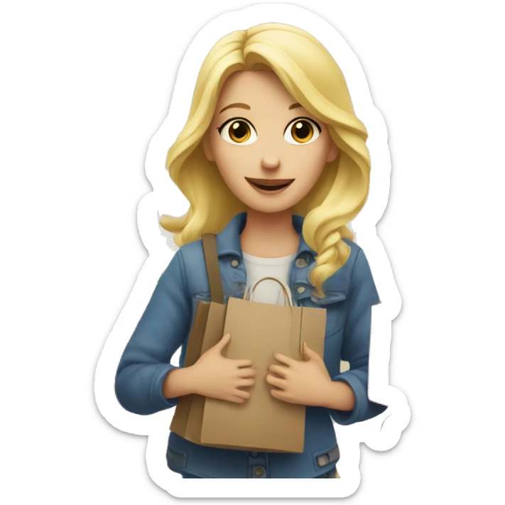 blonde girl holding lots of shopping bags sticker