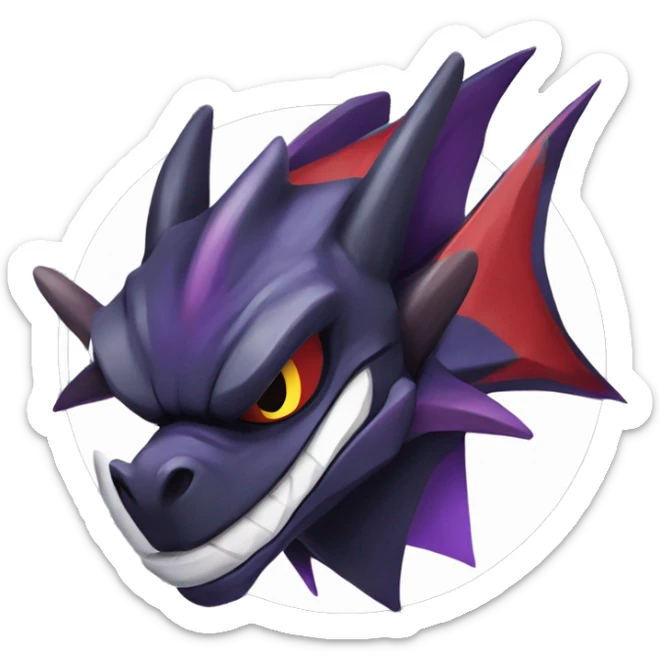 Black Cool Edgy Nargacuga-Garchomp-Noivern Fakémon  with White and Red and purple and black Edgy markings sticker