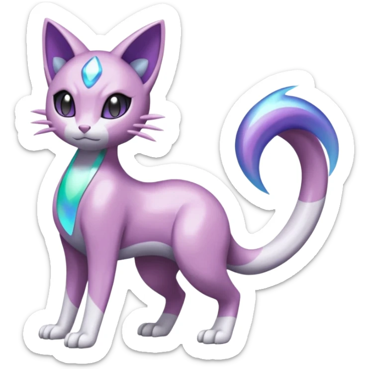Meloetta-Mewtwo-Purrloin-Palkia-Pokémon-Fakémon-fusion-hybrid-creature sticker