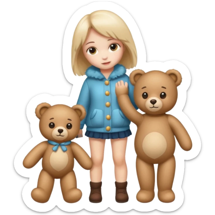 a full body of girl kid wearing fur clothing, playing teddy bear



















 sticker