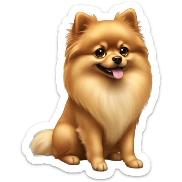 Pomeranian dog puppy with the girl with dark long hair, that girl have a green big eyes  sticker