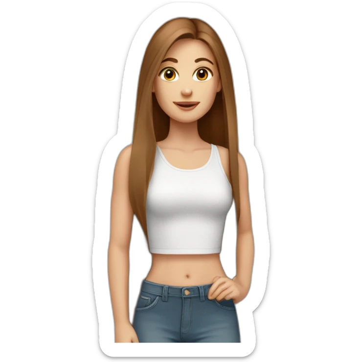 white-girl-with-long-straight-brown-hair-wearing-crop-top sticker