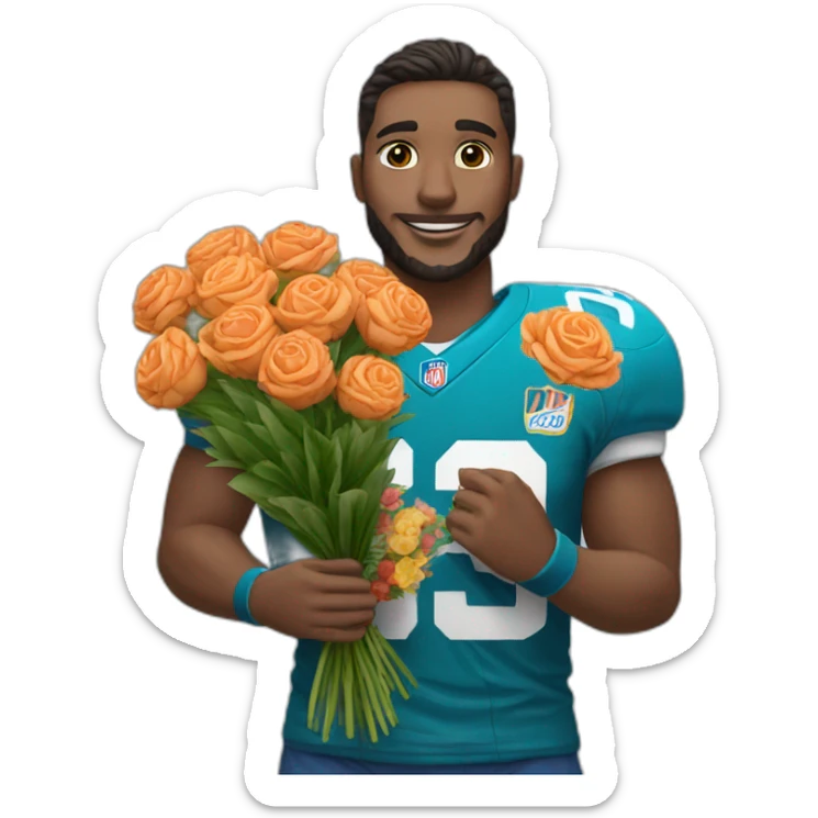 Man-with-Tiger-face,-Napoli-jersey-and-a-flowers-bouquet-in-his-hands sticker