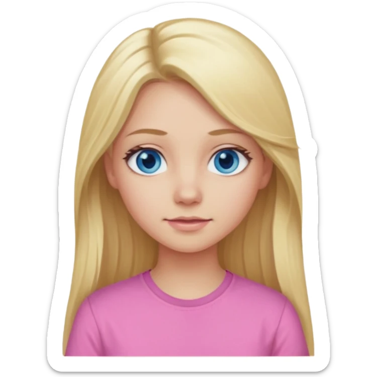 blonde girl long hair blue eyes pink shirt sticker