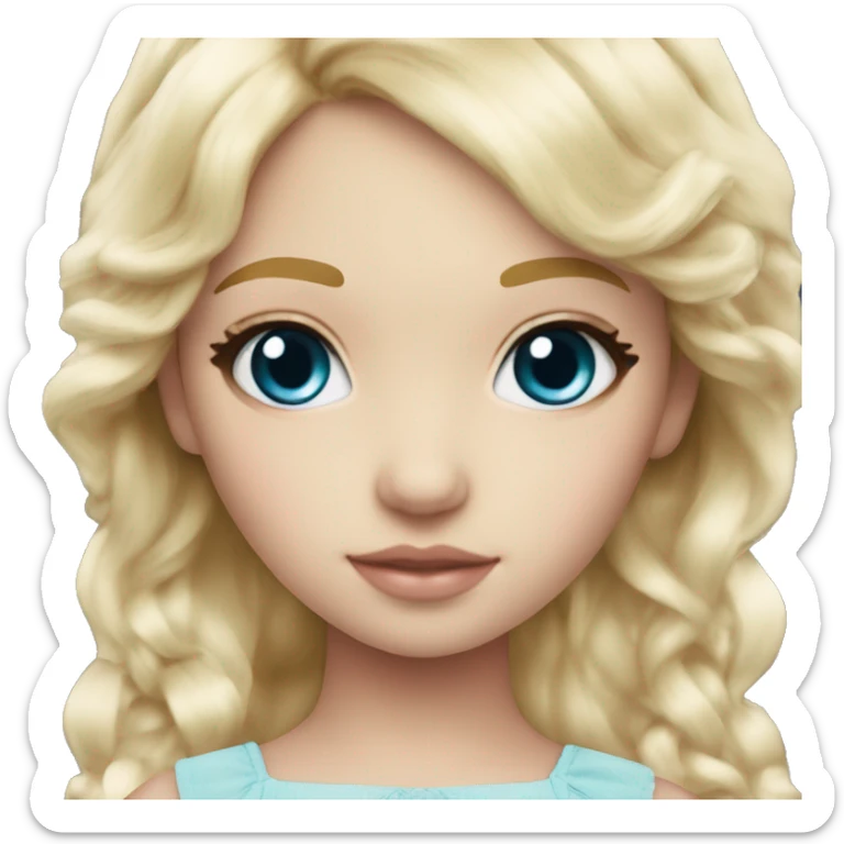 ocean blue doll eyes, blonde hair, feminine, pink, girl, angelic sticker