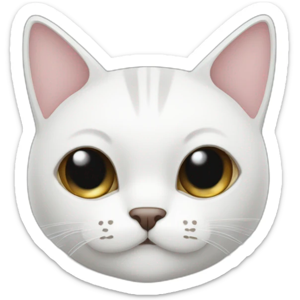 Gato color blanco con una mancha negra en su cara de lado derecho sticker