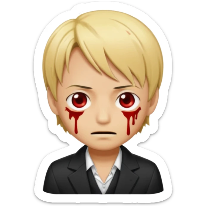Related to chibi anime style characters of sanji animes character from his nose blood is dripping  from nose due to pervertness sticker