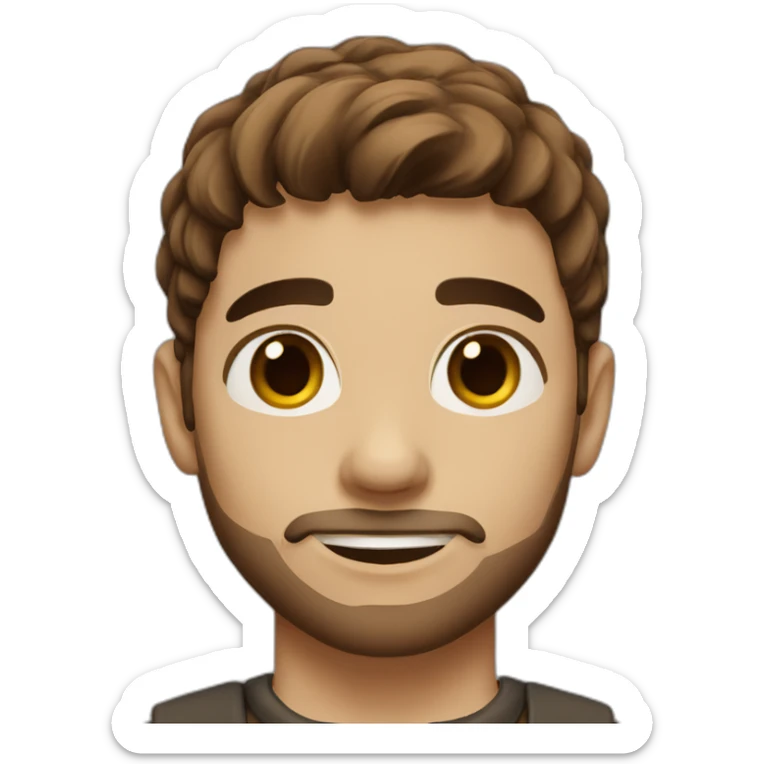 long cut brown hair boy, white, with brown eyes, and a little bit of beard sticker