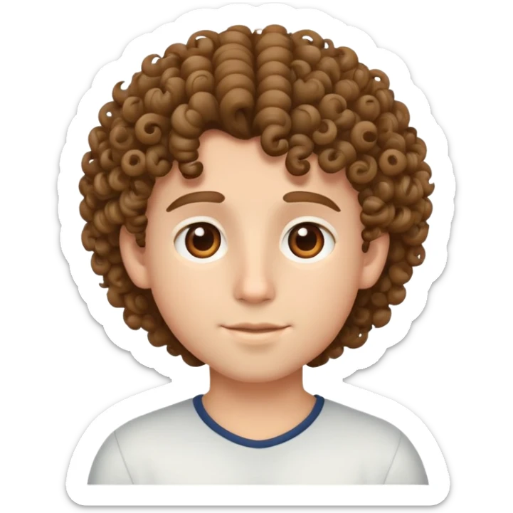 Heart emoji with Caucasian boy with curly hair and brown eyes  sticker