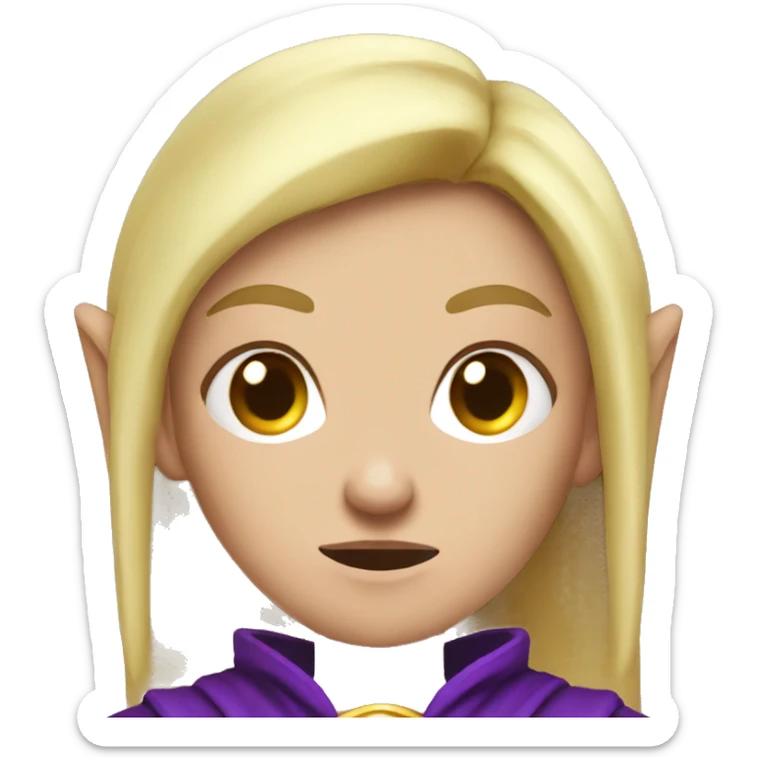 mad angry angry sad Noble female Elf with Elf ears and blonde hair and purple robes sticker