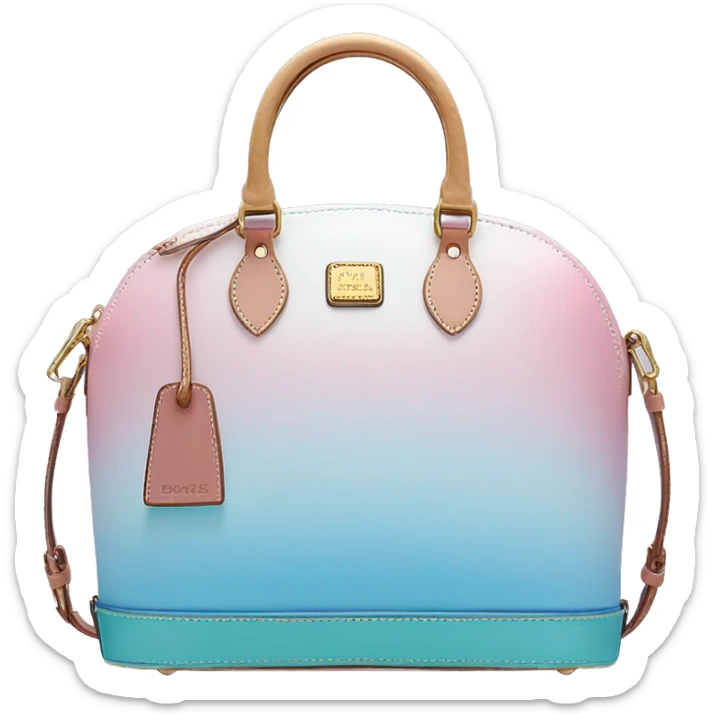 Realistic pastel pink to pastel blue ombre dooney and bourke domed satchel purse.  sticker
