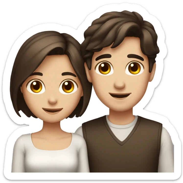 Lovely couple boy with dark hair and girl with brown hair sticker