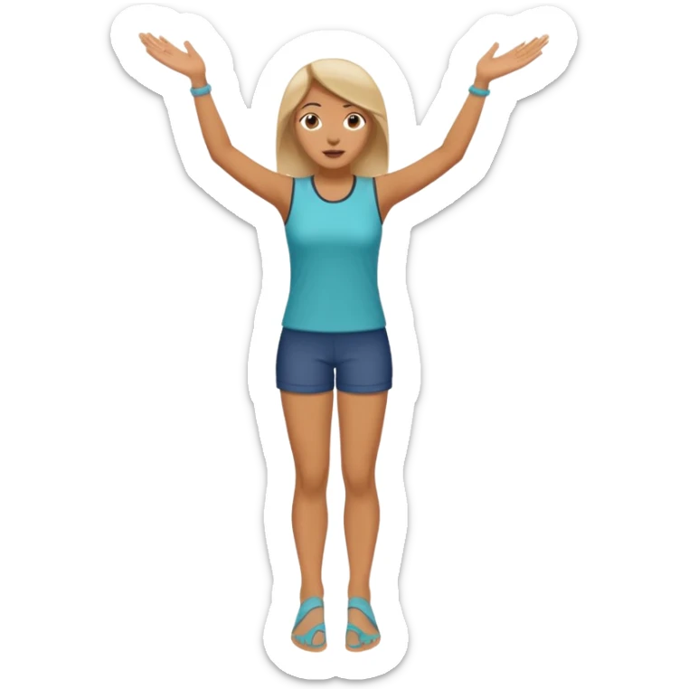 A woman listens someone with focus and foots in the air sticker