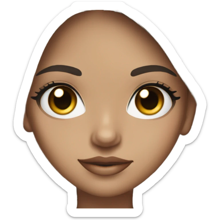 girl with straight, dark brown hair, long lashes, light skin, black eyes, eyeliner with silver hoop earrings sticker