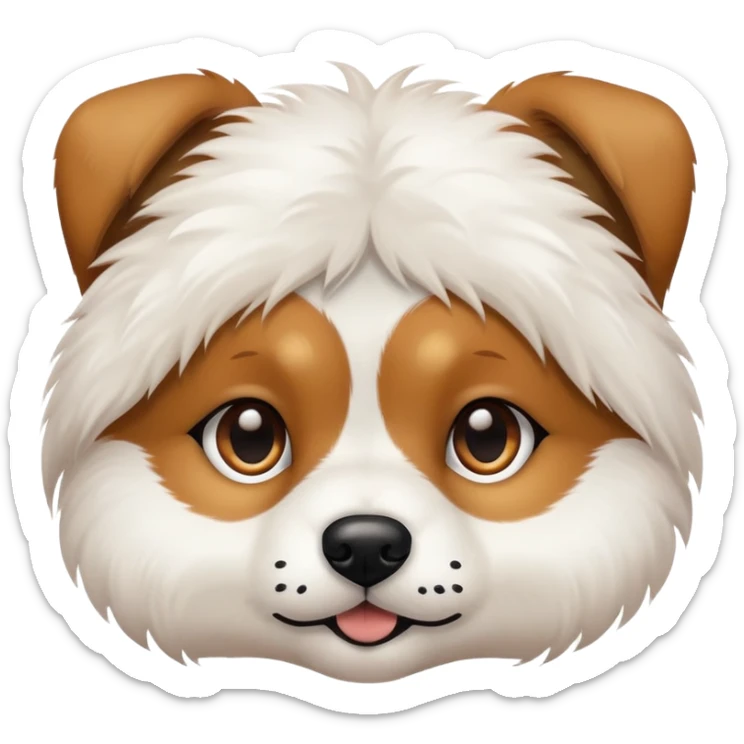 Dog, light brown patches on fur on eyes and white fur. Black nose and brown eyes.  sticker
