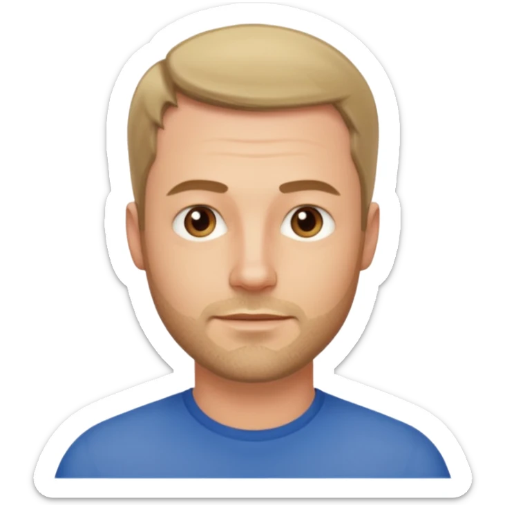 Homme blanc 40 ans cheveux courts barbe naissante visage fin sticker