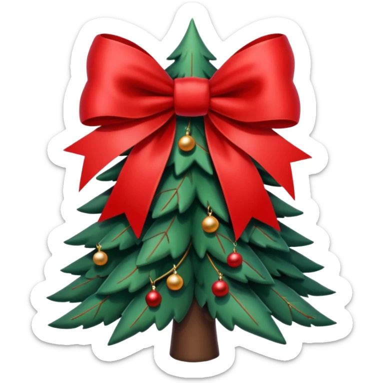 christmas frame with a big red bow in the top middle of the frame and a small christmass tree at the left bottom corner of the frame, giving christmas vibe sticker