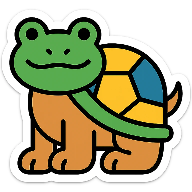 color outline icon of a hybrid frog-tortoise-dog sticker