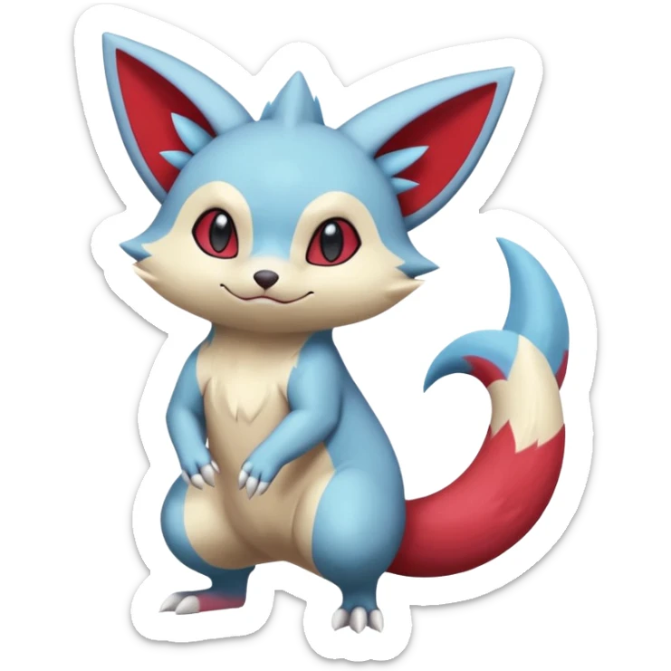 Colorful Painted Asian Cartoony Anime-styled Sneasel-Minccino-Zoroark-Buizel-Zangoose-hybrid-fusion, full body sticker