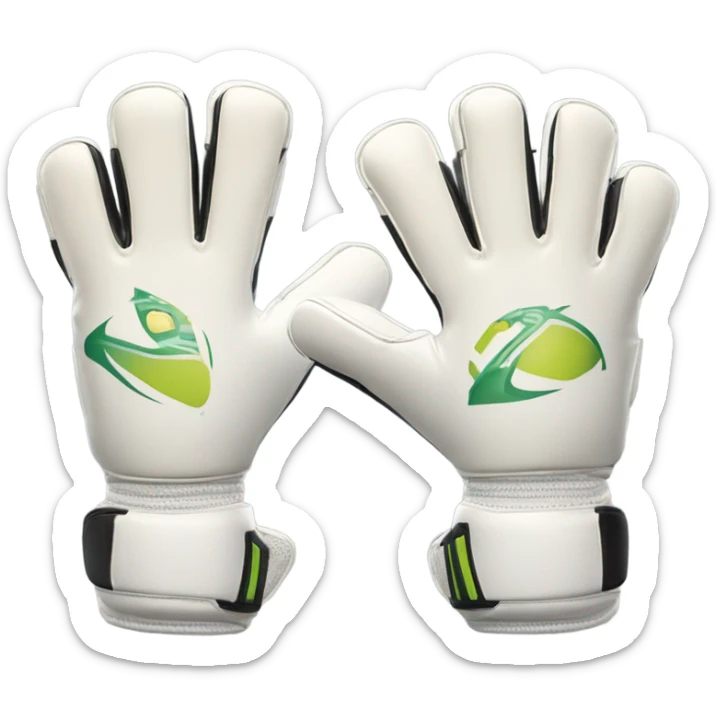 An emoji of a pair of goalkeeper gloves, slightly open, with a sporty design and padded palms, ready to catch a soccer ball sticker
