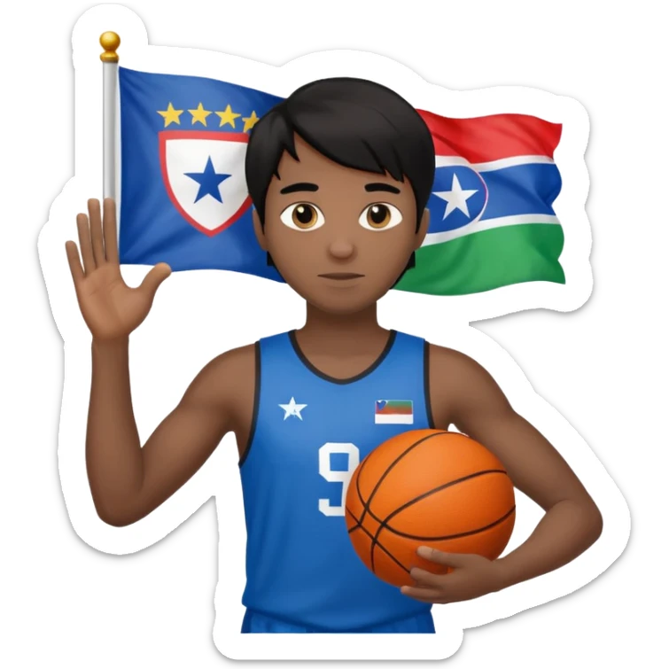 light black skin guy black hair in one hand basketball ball and in other Slovenia flag no this.. 🇸🇮  sticker