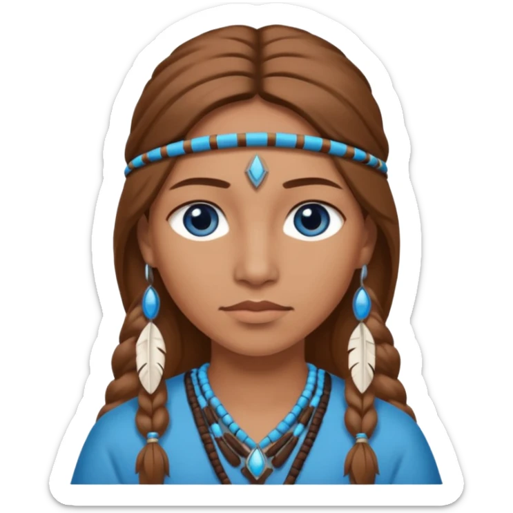 can you make a native American emoji with light brown hair and blue  eyes sticker