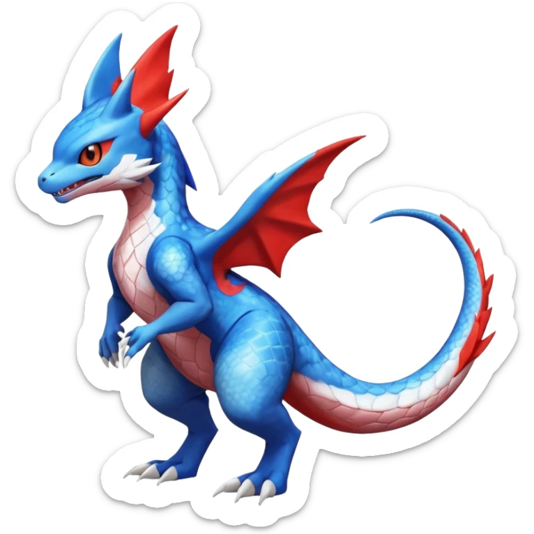 Gabite-Veemon-Digimon-Latias-Peppercat-Pokémon-Flamedramon-fusion-animal-hybrid-creature, Full body  sticker