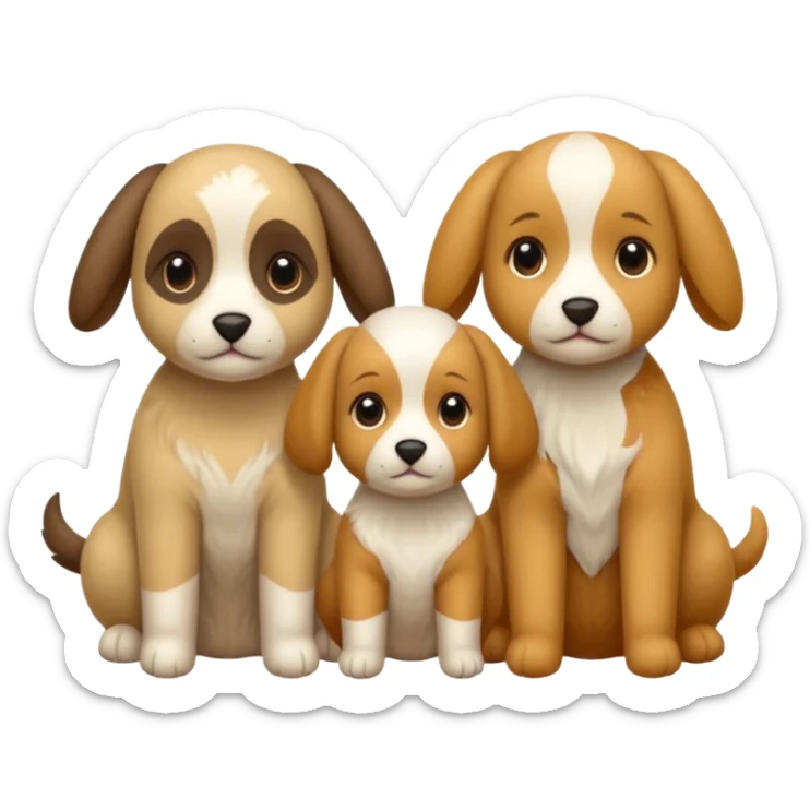 3 Cagnolini piccoli seduti con vestitini di lana fatti a mano sticker