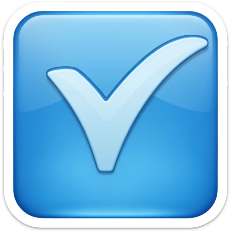 Una raya como ✔️ así pero azul y un cadrado así pero el ✔️ sea más grande sticker