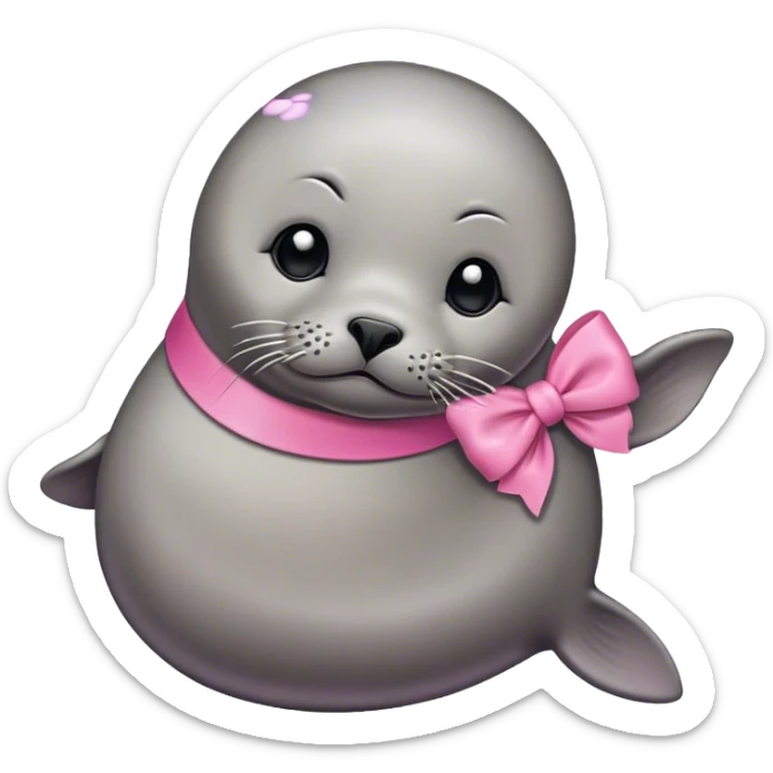 A seal (the one that already exists in emojis) with a small pink bow over the right ear sticker