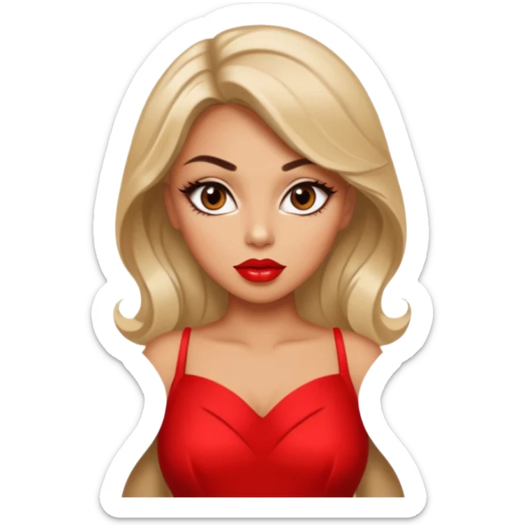 A woman wearing a glamour dress looks sexy and looks like a tart. Her eyes are charming  sticker