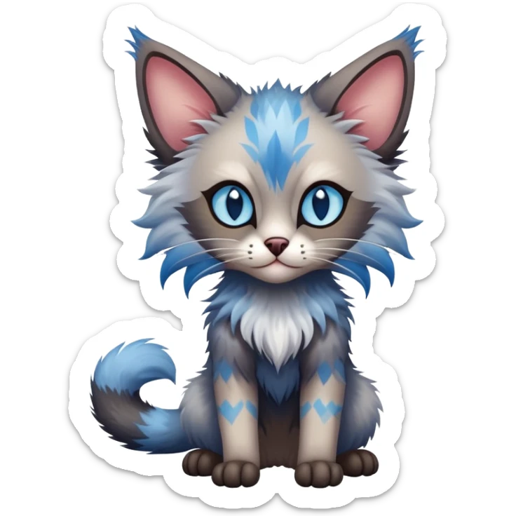 Colorful exotic Fantasy-Ragdoll-Fakémon-Lykoi-feline-hybrid (full body) sticker