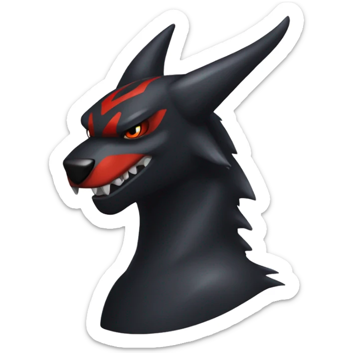 Black Cool Edgy Nargacuga-Houndoom-Garchomp Fakémon with Red Edgy markings sticker